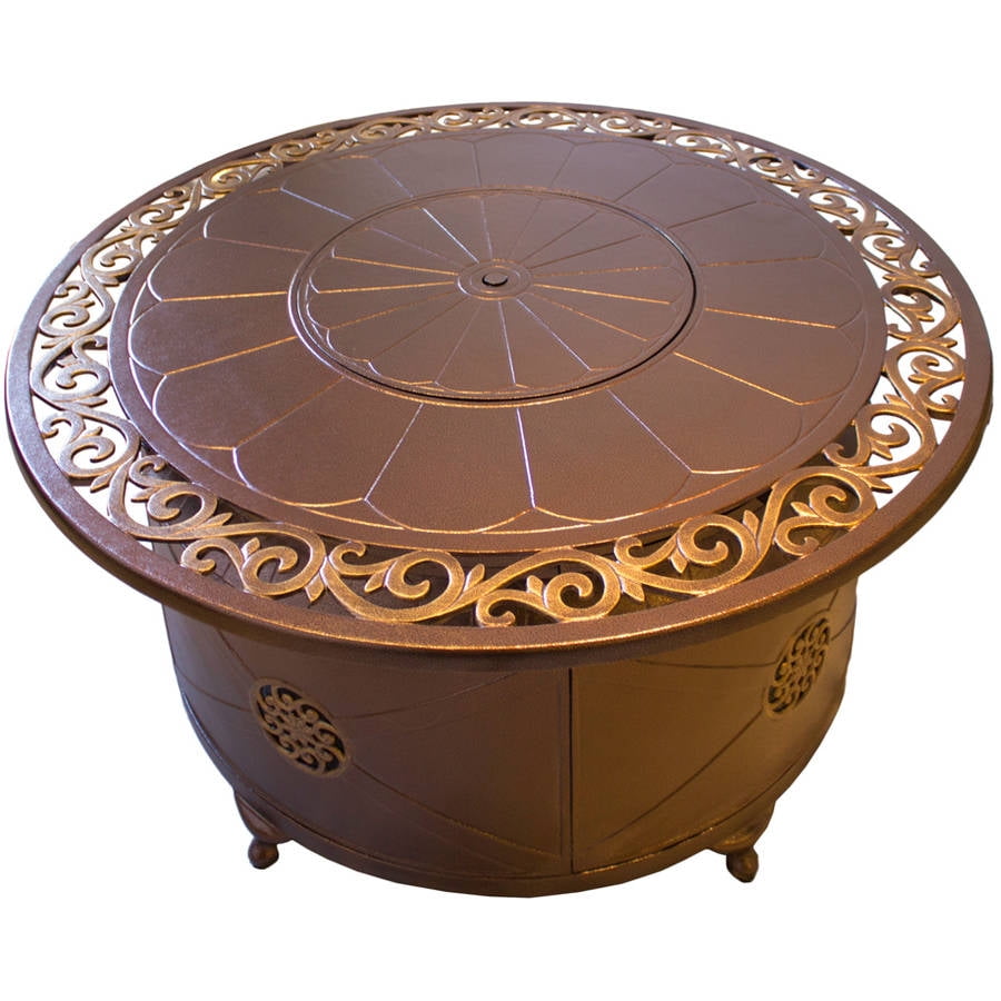 Hiland Round Cast Aluminum Decorative Firepit, Bronze by AZ Patio Heaters