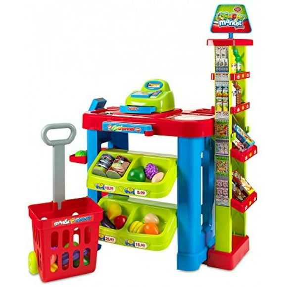 Creative Time Kids Supermarket Super Fun Playset With Shopping Cart