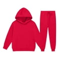 thumbnail image 4 of CYRBOKO Boys Sweatsuits 2pcs Sets, Athletic Casual Lightweifht Fleece Lined Long Sleeve Hoodie and Jogger Sweatpants Red Size 5-6 T, 4 of 6