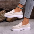 thumbnail image 3 of Women’s Casual Slip On Loafers Faux Suede Lightweight Non Slip Walking Flat Platform Dress Orthotic Shoes Beige Size 6.5, 3 of 7