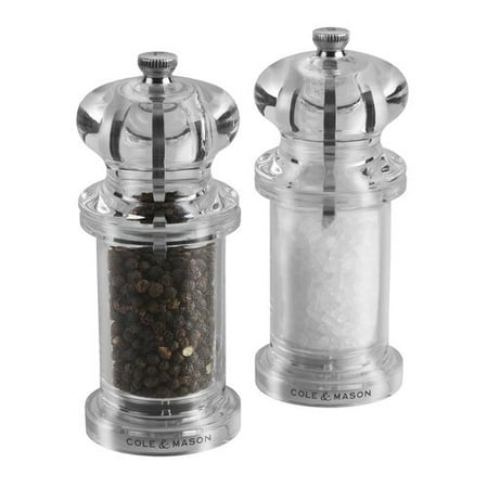 Cole and Mason H50518P 505 5-1/2-Inch Pepper and Salt Mill Set, Clear Acrylic