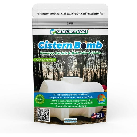 Solutions HOCL Power Clean with HOCL - Cistern Tank Cleaner Crystals for Water Tank Cleaning, Treats 5,000 gallons - 100 Grams Pack