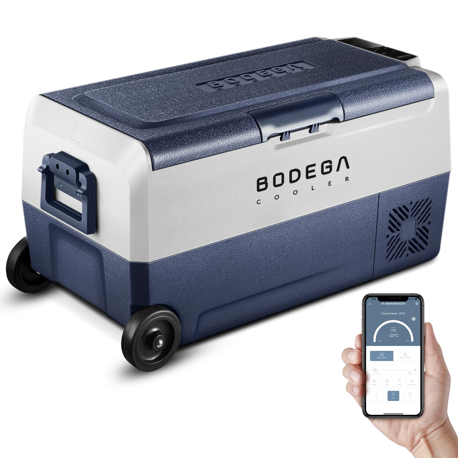BODEGA 12 Volt Car Refrigerator,64 Quart Portable Car Freezer Fridge Bluetooth Control,(60L) -4℉-68℉ Electric Cooler 12/24V DC and 100-240V AC for Travel,Camping,RV,Boat Road Trip Tailgating