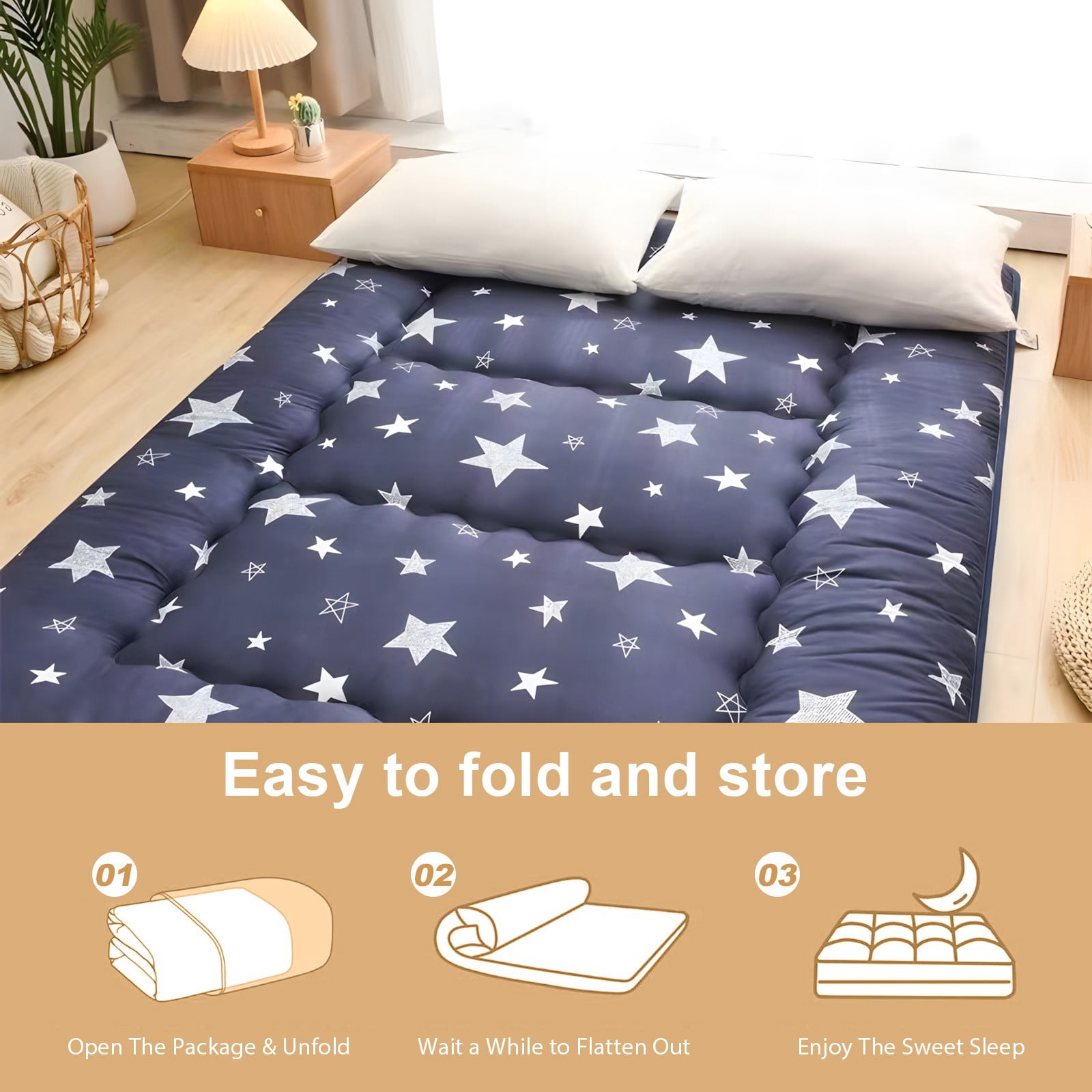 Lovote 4" Thick Floor Mattress - Japanese Futon Tatami Pad, Roll-Up Sleeping Mat for Guest/Bedroom