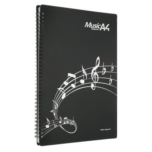 Sheet Music Folder Display 30 Sleeves 60 Pages Spiral Binder Organizer (Black)