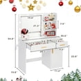 thumbnail image 2 of MAGIC UNION Vanity Desk with LED Lighted Mirror and Power Outlet,3 Color Adjustable Lights Makeup Vanity with Drawers and Cabinet for Bedroom,Dressing Room,Bathroom(White), 2 of 9