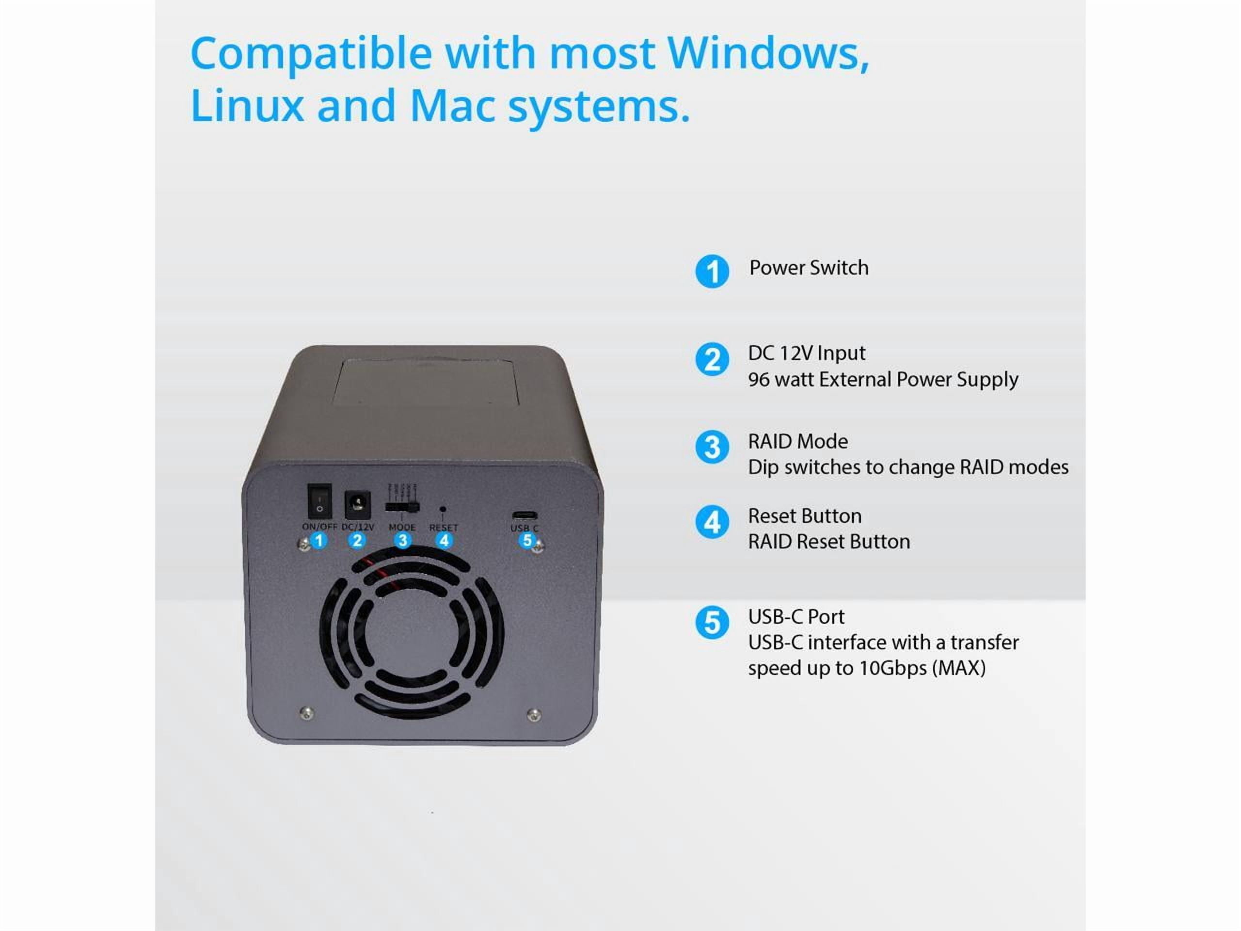 Syba SYENC50127 USB 3.2 Type-C 2-Bay SATA and M.2 NVMe External Drive Enclosure