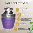 thumbnail image 4 of AMPLE CREMATION URNS | Purple Cremation Urn with Floral Engravings on Top & Bottom | Elegant Memorial Urn for Adult Ashes | Secure Airtight Lid | 200 lbs. | 6.5 x 6.5 x 10.5 inches | Purple, 4 of 8