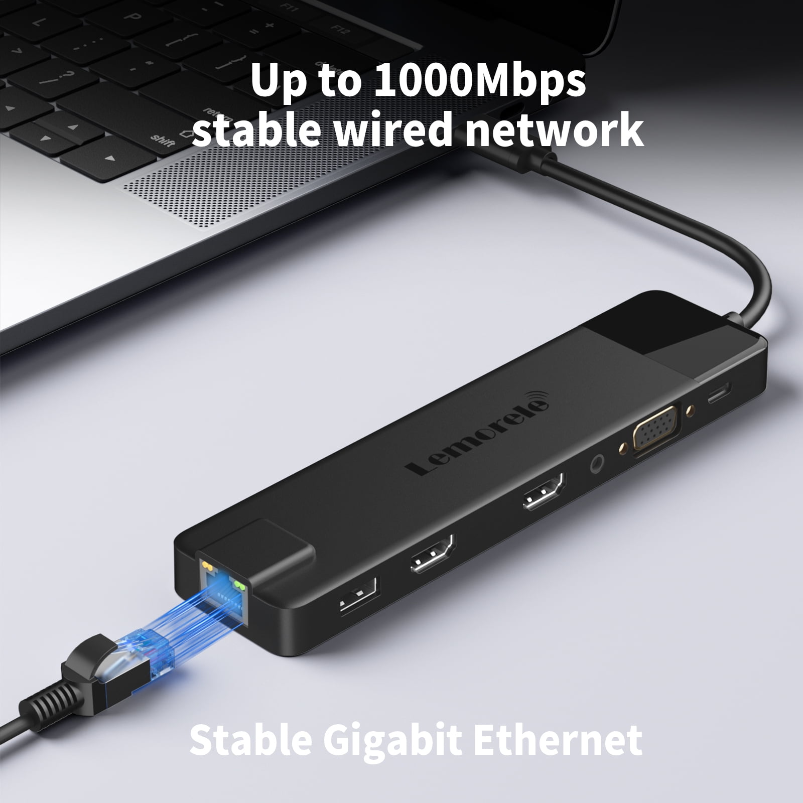 Lemorele Multi-Function Usb C Hub, 13 In 1 Docking Station, 3 Displays with Dual 4k HDMI, Usb  A 3.0/2.0, 100W PD, SD/TF, VGA, 1000M Ethernet Adapter