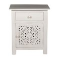 thumbnail image 3 of Pemberly Row Modern Solid Wood Hand Carved Nightstand in White, 3 of 8