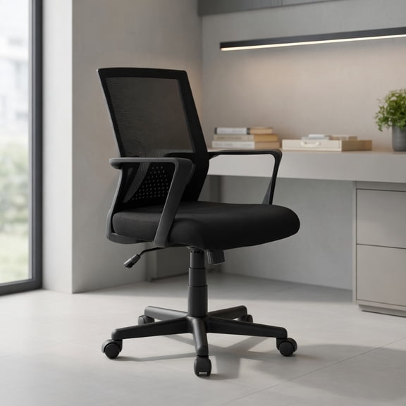 Spaco Ergonomic Desk Chair with Lumbar Support and Rocking Function-Black, Home Office Computer Desk Chair, Ergonomic Office Chair for Bedroom,Study