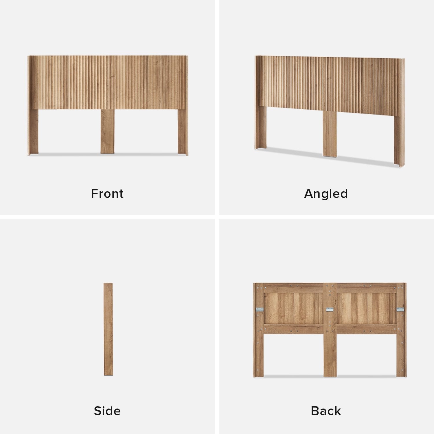 mopio Brooklyn King Size Oak Headboard, 80.8" Wide Headboard Only, Wood Headboard, Modern Farmhouse, Boho, Wall Mount, Fluted Panel, Wingback Design