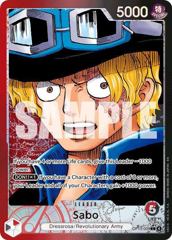One Piece Carrying On His Will Leader Sabo OP13-004 [Alternate Art]