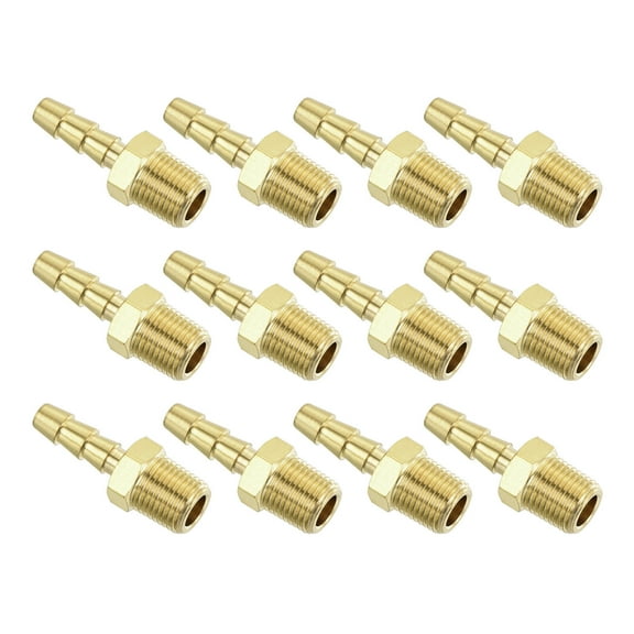 Brass Hose Barb Fittings 12 Pack 3/16" Barbx1/8" NPT Male Brass Barb Pipe Fitting