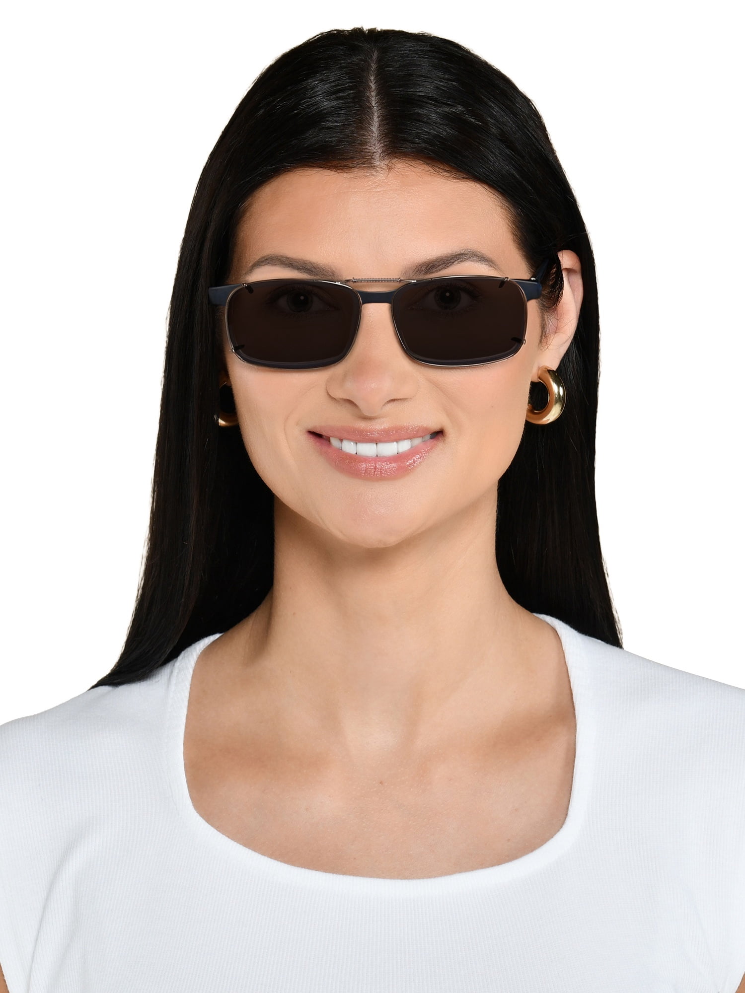 Foster Grant® Solar Shield® Clip Ons Rectangle Unisex Sunglasses