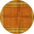 thumbnail image 1 of Ahgly Company Machine Washable Indoor Round Persian Yellow Traditional Area Rugs, 4' Round, 1 of 4