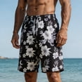 thumbnail image 6 of TKKCS Mens Graphic Swim Trunks- Breathable Quick Dry Lightweight Casual Drawstring Elastic Waist Vacation Beach Board Shorts Black Size M, 6 of 6