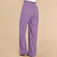 thumbnail image 3 of Pantalones largos de salón pierna ancha color puro elegantes pantalones largos con cinturón para fiesta de la vida diaria, 3 of 5