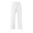thumbnail image 5 of YOTMKGDO Mens Swim Trunks, Mens Pants Casual, Mens Casual Solid Color Cotton and Linen Lace Up Pants Bloomers Pants Pantalones De Hombre, White XL, 5 of 6