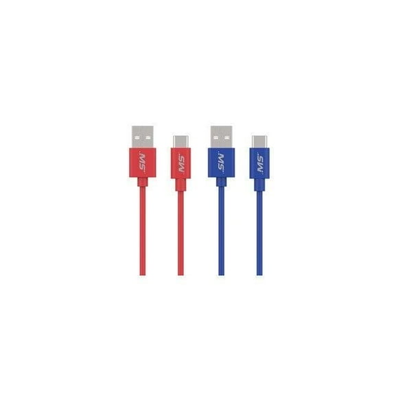 MobileSpec MB06337 Câble de Charge et Synchronisation USB-C TM de 4 Pieds, Rouge et Bleu - Lot de 5