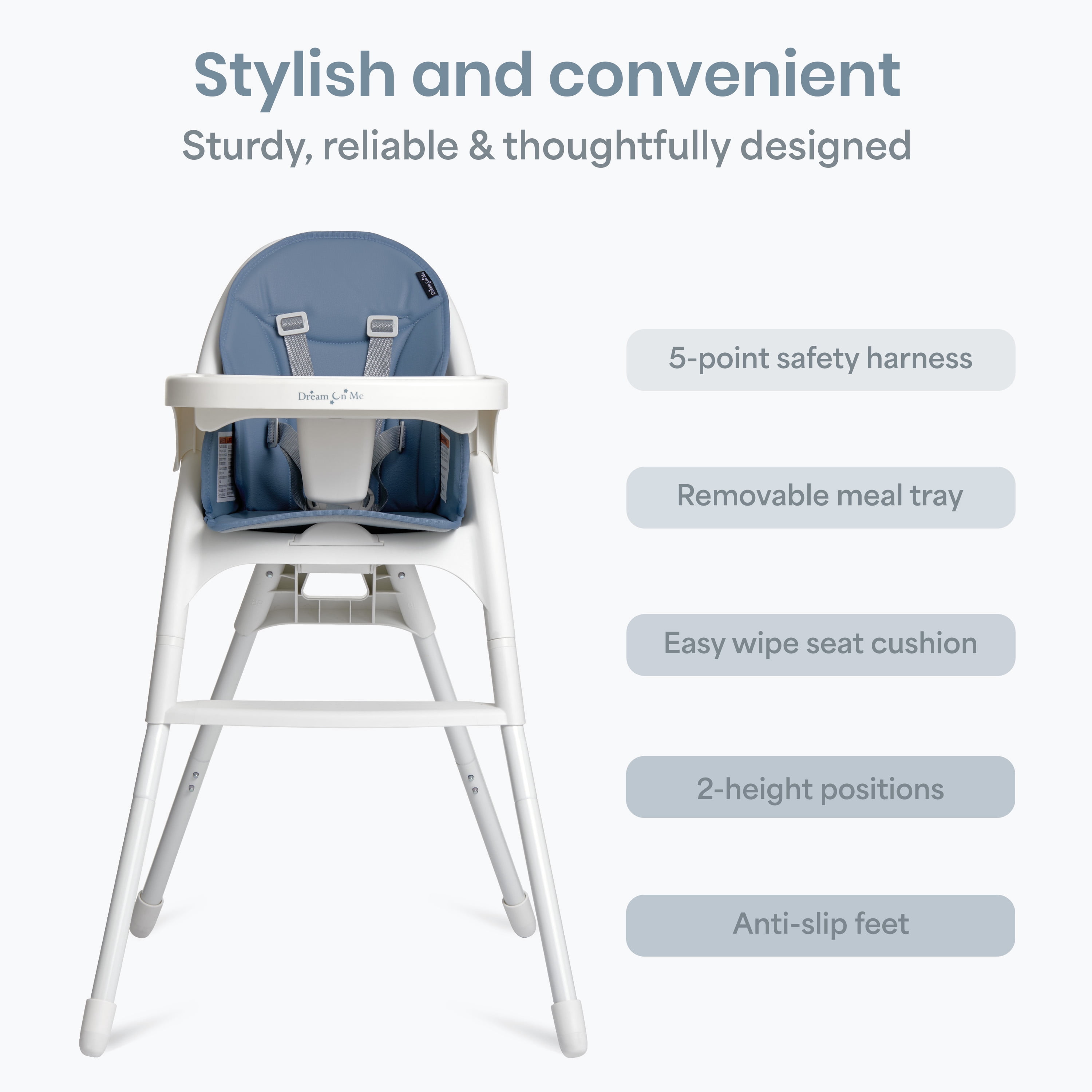 Dream On Me Chomper Champ 2-in-1 Highchair, Blue