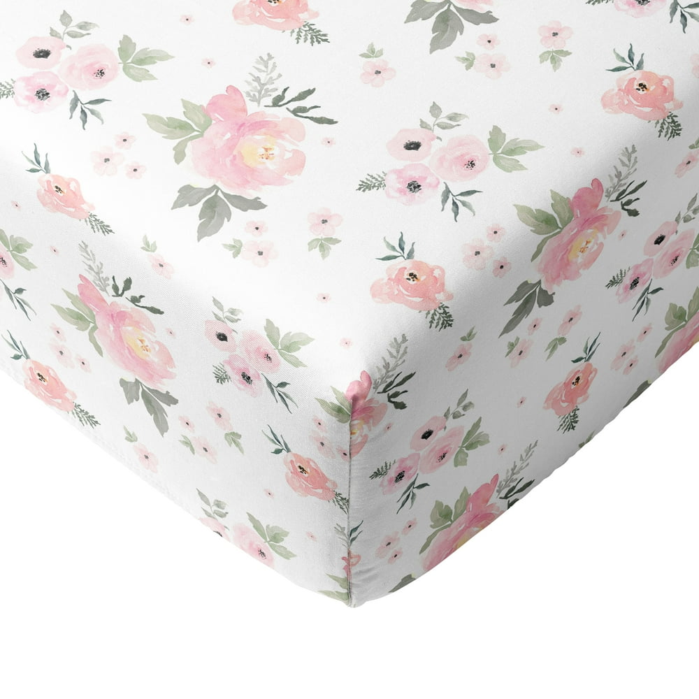 Crib Sheets for Girl, 100 Cotton Fitted Crib Sheet Set, Perfect for