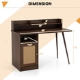 thumbnail image 4 of Costway 48" Computer Desk with Hutch Mid Century Workstation PE Rattan Cabinet Walnut, 4 of 10