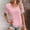 Pink, variant on Women's T Shirts, Scalloped Floral Lace Hollow Crochet U Neck Rhinestone Trim Short Sleeve Loose Elegant Dressy Casual Summer Work Tops, Blue M