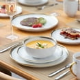 thumbnail image 5 of LOVECASA, Series Sweet, 16-Piece Stoneware Dinnerware Sets, White Gold Dinner Set, Service for 4, 5 of 8