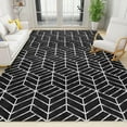 thumbnail image 2 of Black White Abstract Geometry Cube Area Rug Illusion Stereoscopic Minimalism Large Rugs Indoor Non Slip Room Sofa Living Bedroom Home Decor Floor Mats 5x6 Carpet Non-slip Washable, 2 of 5