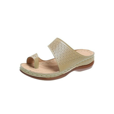 

Lacyhop Women s Hollow Slippers Sandals Mules Wedge Heels Beach Casual Shoes Toe Ring