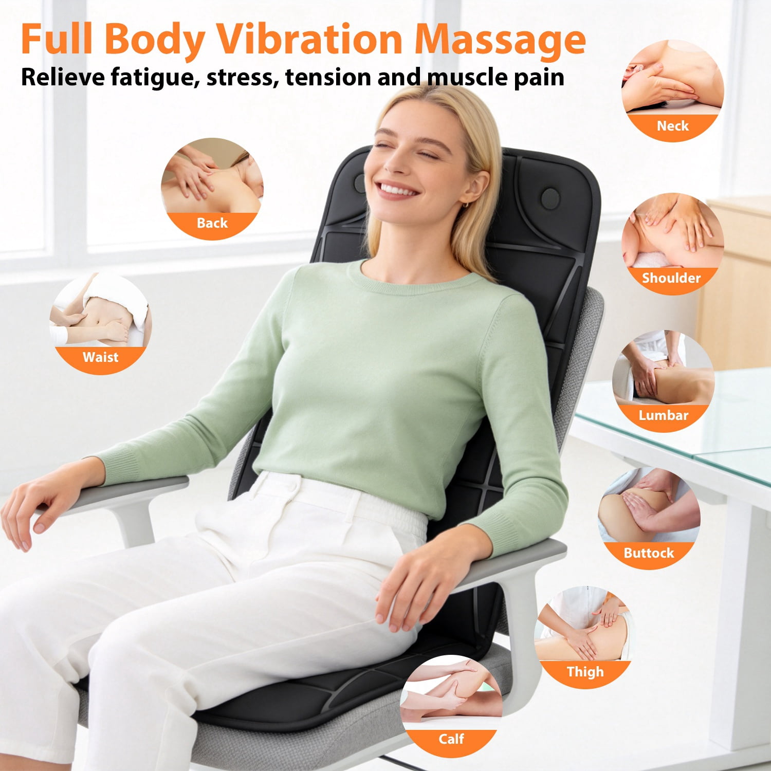 Full Body Massage Mat with 10 Pure Copper Motors, 9 Modes & 9 Intensity Levels Massage Pad with Heat, Timer Function, Overheat Protection, for Home Car Sofa Bed Use