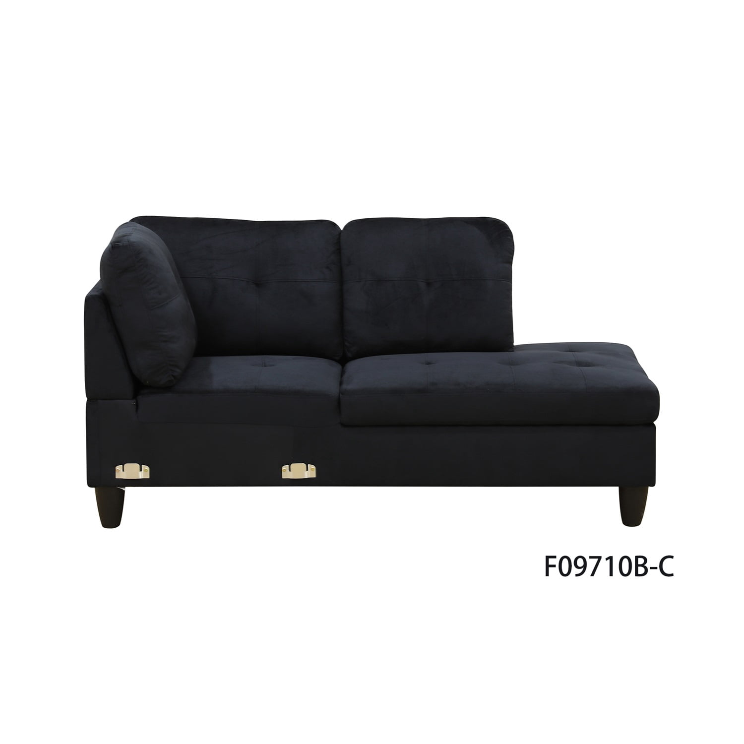 Hommoo L Shaped Couch Set Sectional Sofa Set, Flannel Living Room Furniture Sets, 4-Seat Couches and Sofa Set for Home, Apartment, Dorm, Black(No Ottoman)