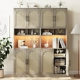 thumbnail image 3 of Accreate Kitchen Pantry Cabinet with RGB Light, Tall Kitchen Hutch Bar Cabinet with Microwave Stand, Farmhouse Large Wood Storage Cabinet with Barn Doors & 2 Open Shelves, Cupboard for Dining Room, 3 of 7