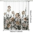 thumbnail image 4 of Nature-Inspired Elegant Floral Shower Curtain, Brown and Gray Botanical Print Fabric Bathroom Decor, Waterproof & Washable Shower Curtain Set with Hooks, 72x72 Inch, 4 of 8