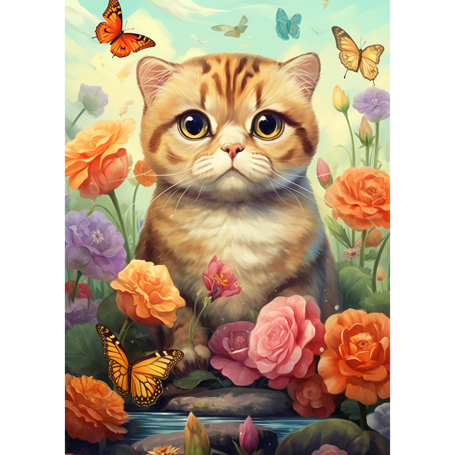America Forever Spring Cat House Flag 28 x 40 inch Double Sided Kitty Roses Floral Summer Spring House Flag for Outdoor Tabby Cat Flag Yard Decoration