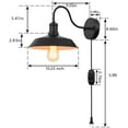 thumbnail image 6 of Stoneway Wall Sconces with Plug in Cord, E27 Black Retro Wall Lamp, Wall Light Fixtures Wall Light Plug-in Cord Industrial Wall Sconce Black Finish (1 Light), 6 of 10