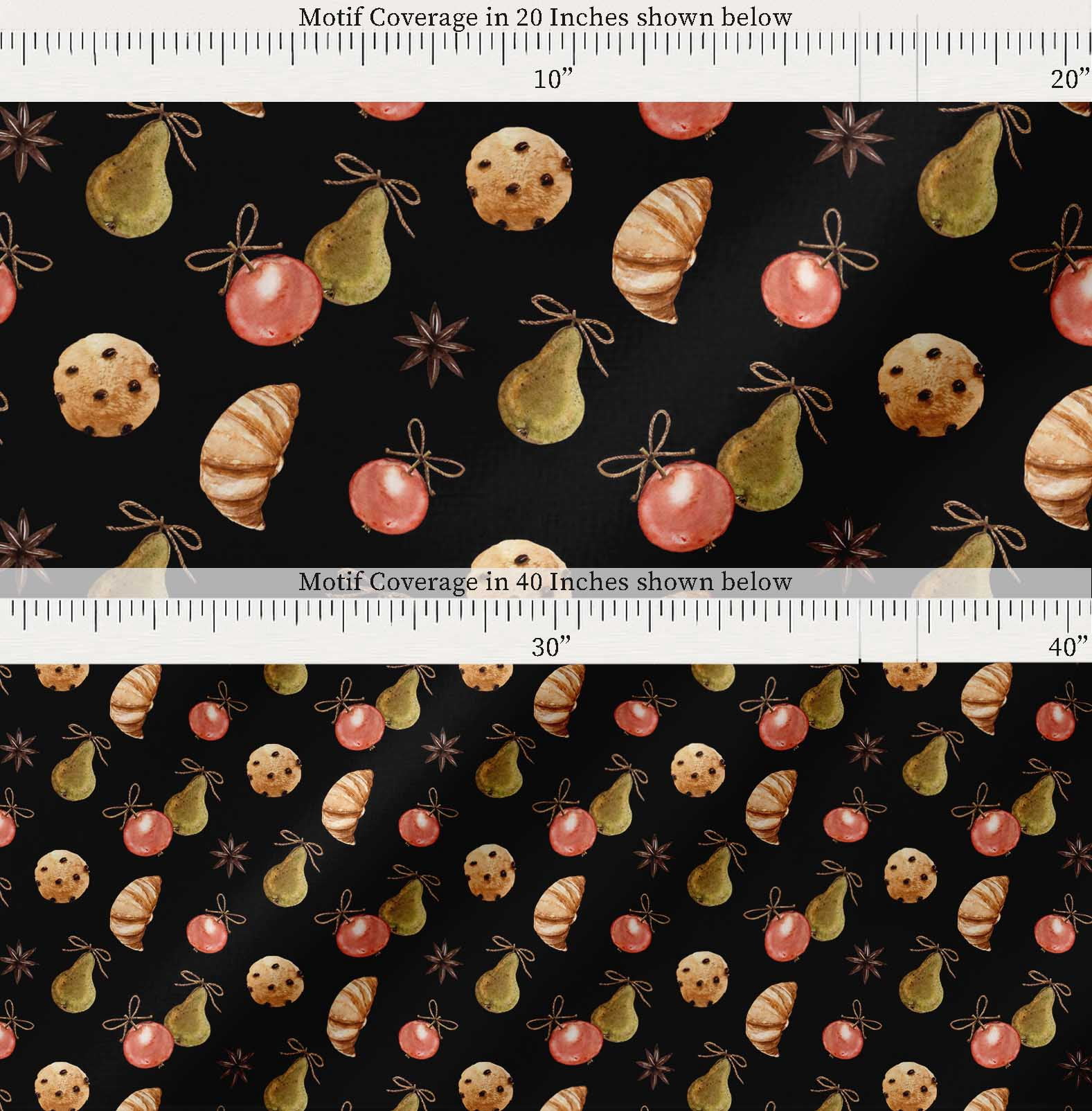Soimoi Black Cotton Voile Fabric Cookies & Oranament Christmas Printed Fabric 1 Yard 56 Inch Wide