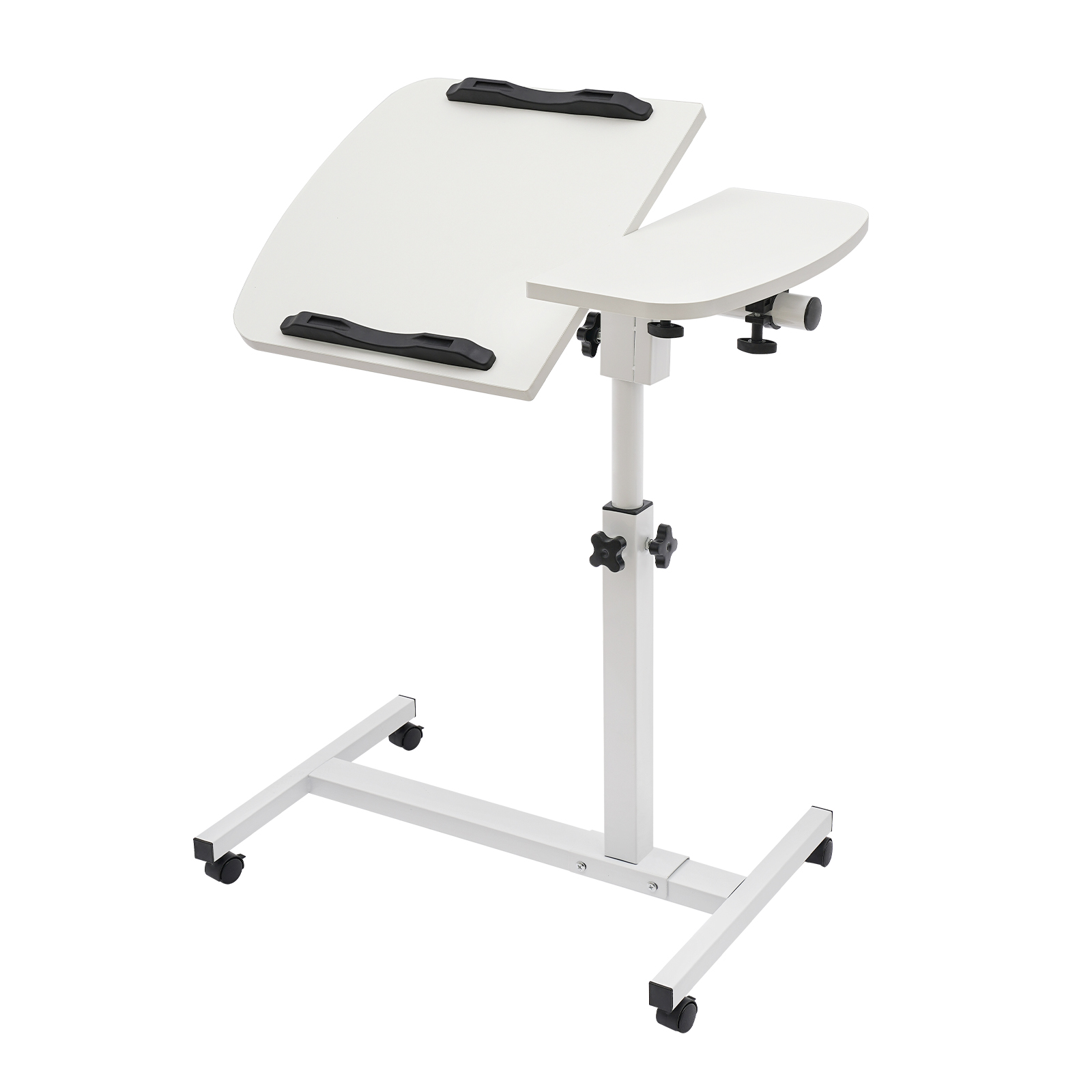 ChicHomey Adjustable Laptop Desk,360° Rotatable Desktop,Mobile Rolling Laptop Desk Stand,Foldable MDF & Carbon Steel, White for Home/Office