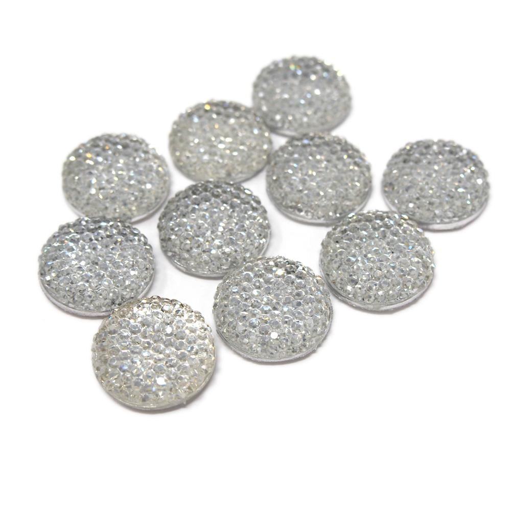 Round Self Adhesive Diamond Cluster Gems, Clear, 18mm, 10Count