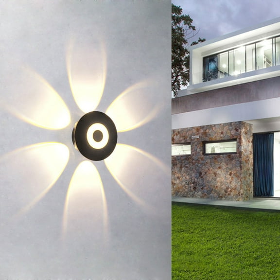 Hxlamzoo 8W LED Outdoor Wall Light for Villa & Corridor - Energy-Efficient Black Plastic Fixture with Warm White Lighting, Sustainable All-Round Luminous Design
