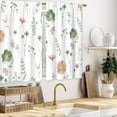 thumbnail image 4 of Boho Green Flower Kitchen Curtains Floral Plant Wildflower Bathroom Curtains Window Treatment Drapes Tier Plant Botanical Cafe Small Bedroom Short French Door Curtains 2 Panels 27.5x39 Inch, 4 of 6