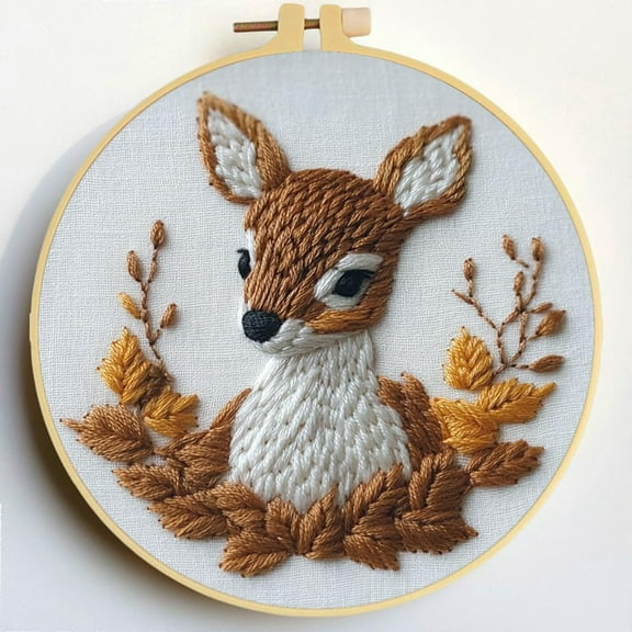 Punch Needle Kits Cute Deer Embroidery Starter Set with Hoop Easy for Beginners DIY Stress Relief Handmade Craft Hobby and Home Decor 20x20cm-5