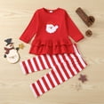thumbnail image 2 of yocbz Kids Christmas Outfits Toddler Christmas Outfit Baby Girl Bell Bottoms Long Sleeve Ruffle Top Flare Pants Infant Christmas Clothes Red,Size for 2-3 Years, 2 of 9