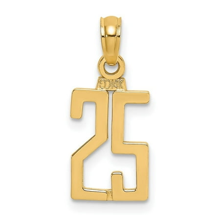 Diamond2Deal 10K Yellow Gold Number 25 Pendant for Women (L-13.6 mm,W-8.6 mm)