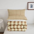 thumbnail image 5 of Manfei Modern Checkered Full Size Comforter Sets,Geometric Check Bedding Comforter Set,Brown Beige,Reversible,3 Pieces,1 Comforter and 2 Pillowcases,3 Pieces,1 Comforter and 2 Pillowcases, 5 of 7