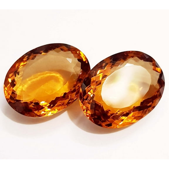 46.10 to 47.50 Carat 2 PCs Glorious Oval Shape Yellow Citrine Lab Grown Creation Loose Gemstone