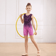 thumbnail image 3 of Aideaone Girls 2 Pack Gymnastics Leotards with Matching Scrunchies Sparkly Biketards 4-10Y, 3 of 8