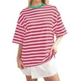 thumbnail image 2 of Striped Womens Tshirts 2026 Summer Fashionable Short Sleeve Crewneck Comfortable Lightweight Tees, 2 of 4