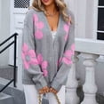 thumbnail image 4 of Pisexur Veste pour Femmes, Cardigans à devant Ouvert, Manteaux Trench, Vestes d'Automne, Cardigan Décontracté Ample à Imprimé Floral à Manches Longues, Chandail Surdimensionné, Haut, 4 of 8